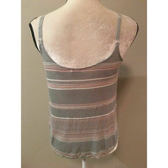 Splendid Womens Grey White Pink Striped Crop Tank Top Small - Picture 5 of 6